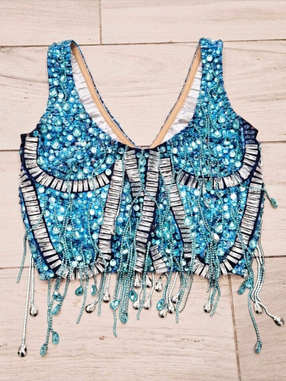 PURE X CHAOS Sofia Rhinestone Fringe Crop Top